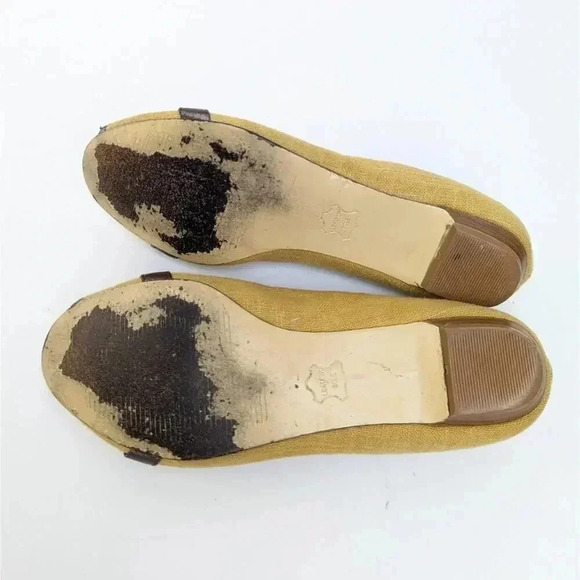 Diba Gold and Brown Peep-Toe Flats - 7.5 - Picture 8 of 9